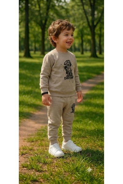 tuma collectıon Boys' Winter Tracksuit Set Sweatshirt Bottoms Cotton Three-Thread Ribbed 3-4-5-6-7 Years Old (Please Choose One Size Larger)
