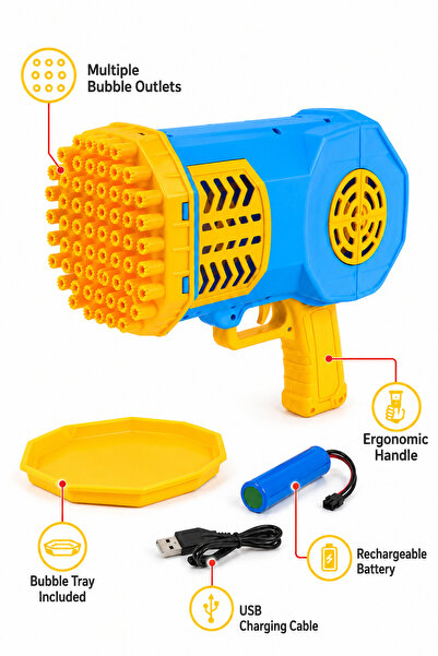 Toy Factory Electric Multi-Hole Bubble Gun for Kids – Automatic Bubble Blaste...