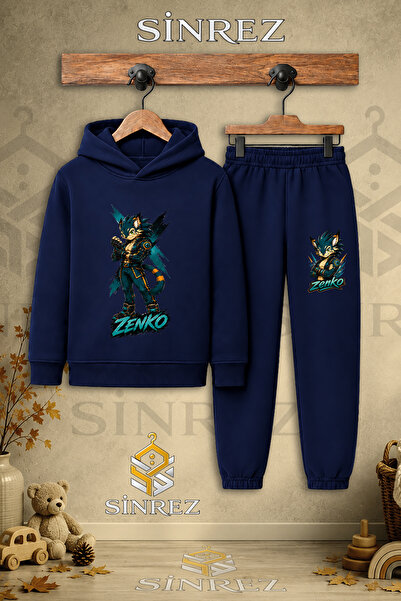 SİNREZ Children's Unisex Single Zenko Arkada X Printed Hooded Tracksuit Set