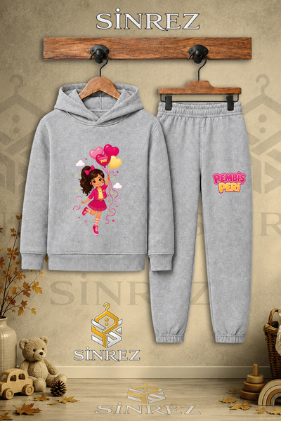 SİNREZ Children's Unisex Single-Piece Pink Fairy with Balloon in Hand Printed...