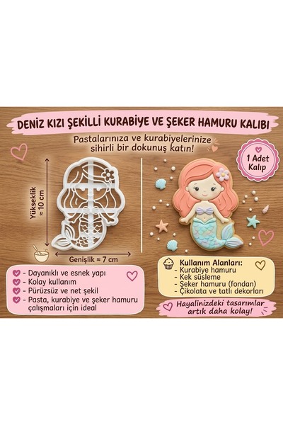 STRAWLİN MAISON Mermaid Cookie Cutter Birthday Baby Shower