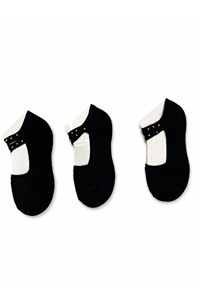 ARMAĞANİKA Women's Pearl Detailed Double-Strapped Ballerina Socks Stylish Fle...