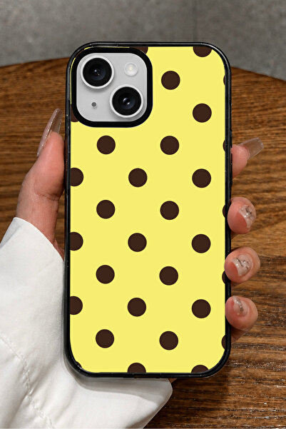 EMTHAN iPhone 14 Plus / 15 Plus Kılıf Sarı Kahverengi Puantiyeli Darbe Emici ...