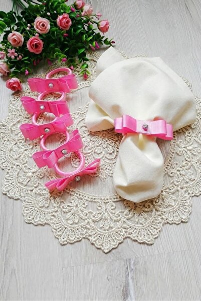 DİGGO Pink Bow Stone 6-Piece Napkin Ring Ring