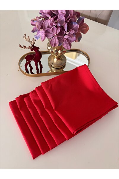 Generic Brand 6 Pcs Red Fabric Napkins 36-36 cm Square Tableware Presentation Christmas New Year Noel Christmas