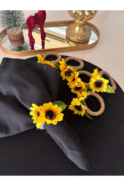 Generic Brand 6-Piece Yellow Sunflower Napkin Ring Buckle Napkin Holder Tableware Presentation