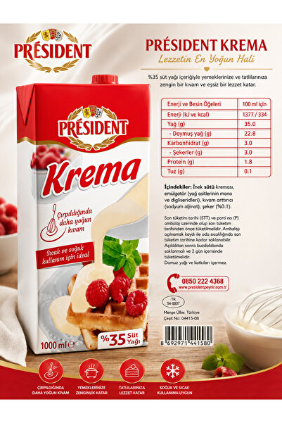 President Krema %35 Süt Yağı