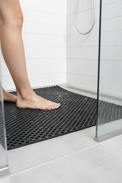 CARPAZAR 55x77 Delikli Banyo Duş Sauna Havuz Kenar Paspası – Su Geçirgen, Kay...