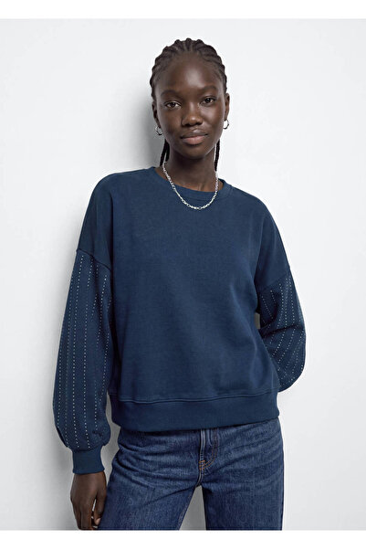 Mango Teen Pamuklu sweatshirt, yıpratma detaylı kollu