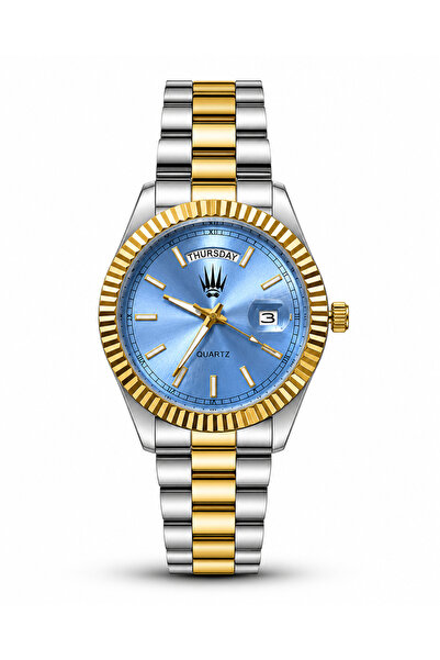 WATCHOFROYAL Moment Silver Gold Blue Wristwatch