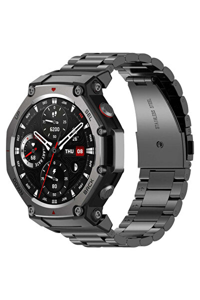 Techsuit Каишка за Amazfit T-Rex 3, Каишка за часовник (W010), сребристо-черна