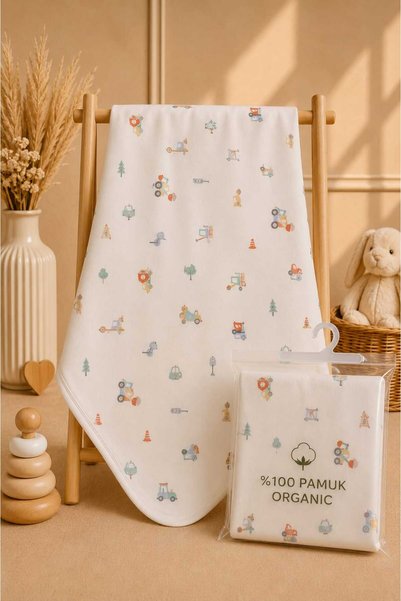 LİLİYUM Baby Boy Blanket Gift Packaged 100% Cotton Double Layer 85X85 cm Organic Soft Blanket