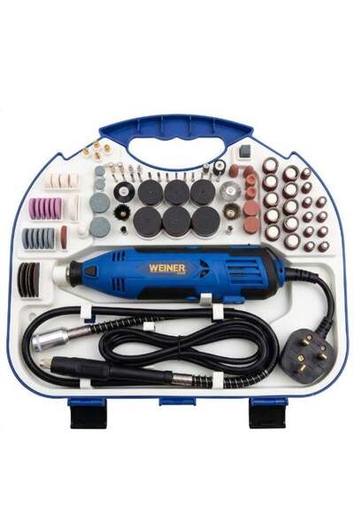 WEINER TECH طقم مثقاب دوار كهربائي DG-211 بقدرة 130 واط وسرعة متغيرة مع 211 ق...