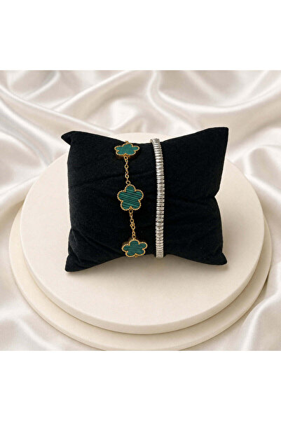 OEM Set of 2 Women's Bracelets Emerald Lines – Green and Silver Accents | Zal...