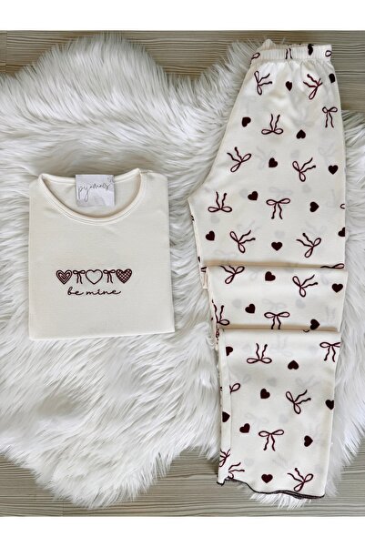 Pijamacs Set de pijamale tricotate moale, cu model cu funde, de iarnă, de cul...