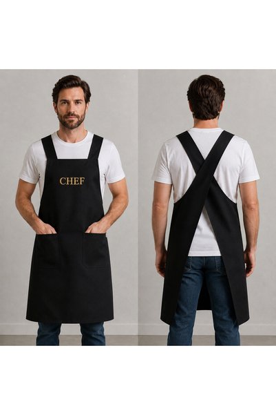 D- APRON Chef Nakışlı Şef Önlüğü