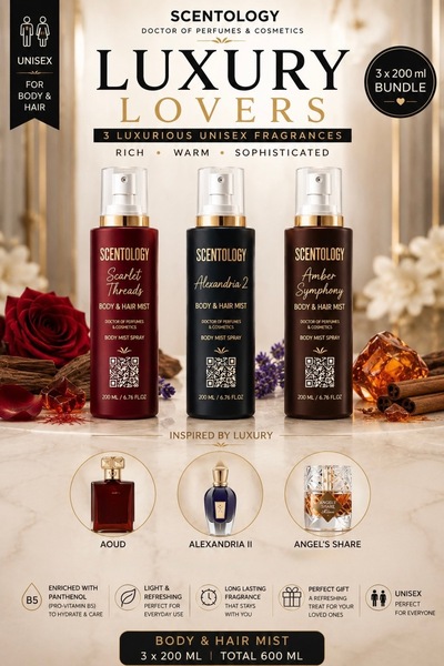 Scentology Doctor of perfums Luxury Lovers Body & Hair Mist Collection – 3 x ...