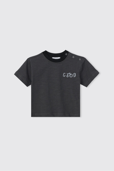 Panço Baby Boy Printed Short Sleeve Anthracite T-Shirt