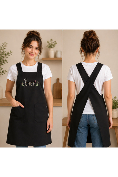 D- APRON Chef Nakışlı Mutfak Önlüğü