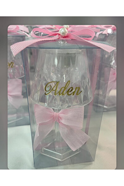 hayalim design özge koca Bebek Hediyelik Pembe Kurdeleli Mini Abajur Hediyeli...