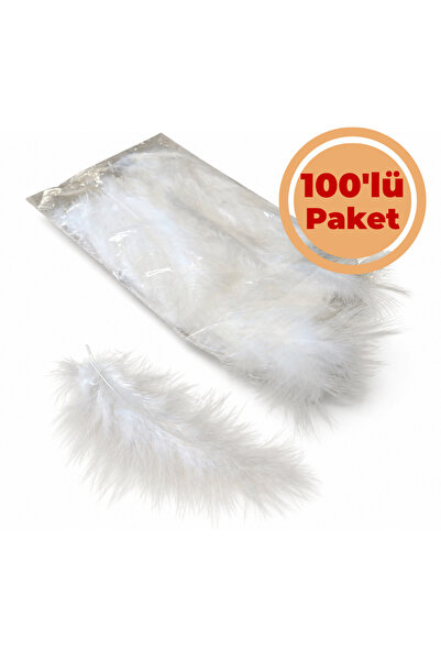 Renk İthalat Kuş Tüyü Beyaz 100'lü Paket Doğal Süsleme Tek Tüy Parti Düğün Kı...