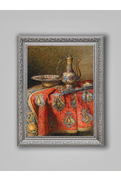 WoodyArts Pictură decorativă de perete pentru sufragerie, cu cadru antic gri,...