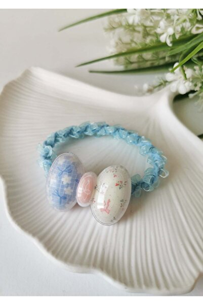 Halley Concept Pastel Floral Bow Detailed Blue Elastic Hair Clip