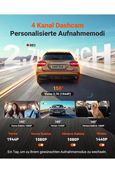 VANTRUE N5S 4 Kanal STARVIS 2 Araç Kamerası Araba 2.7K+ 1080P+ 1080P+ 1440P Ön İç Arka, HDR+ WDR