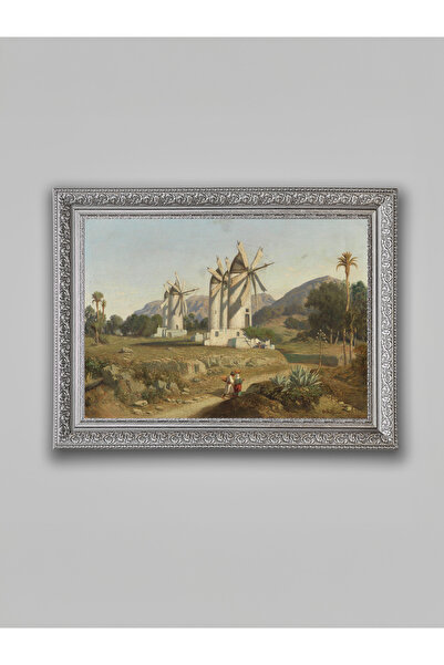 WoodyArts Mills Gray Antique Framed Decorative Living Room Wall Painting Home...