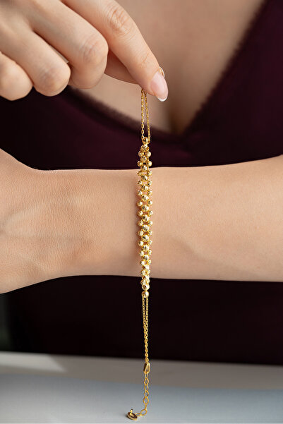 Silvano Jewelry 925 Ayar Gümüş Dorika Toplu Altın Kaplama Bileklik