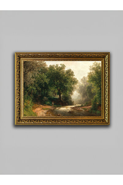 WoodyArts Παιδιά δίπλα στο Irmak, διακοσμητικός πίνακας τοίχου με χρυσό αντίκ...