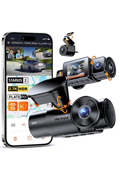VANTRUE N4S 3 Kanallı Araç Kamerası 2.7K+2.5K+1440P Ön Arka İç Mekan, STARVIS 2 HDR Gece Görüşü,
