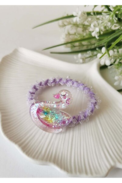 Halley Concept Lilac Elastic Hair Clip with Glittery Swan Figure