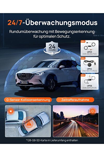 70MAİ 4K Araç Kamerası Araç Ön Arka A810S, 4K+1080P Çift STARVIS 2 IMX678, Gece Baykuşu Görüşlü