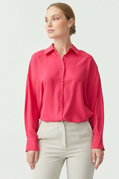 PAULMARK Women's Oversize Satin Shirt