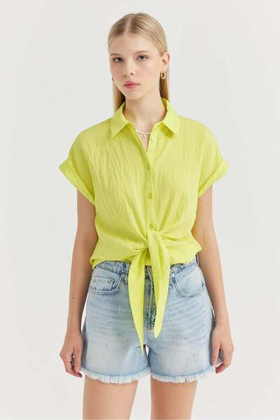 PAULMARK Women's Front Tie Detailed Shirt