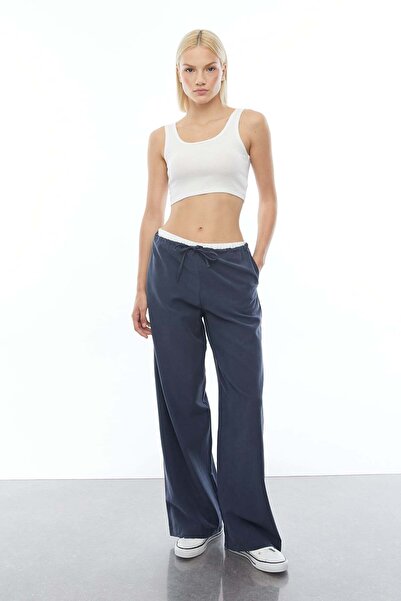 PAULMARK Color Mixed Trousers with Waist Detail