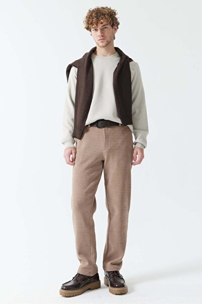 PAULMARK Erkek Jogger Beli Lastikli Kadife Pantolon