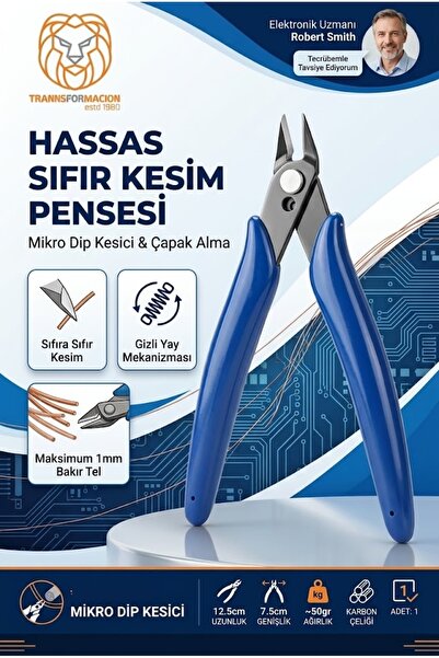 Transformacion Hassas Sıfır Kesim Yan Keski Mikro Dip Kesici 12.5cm Bakır Tel...