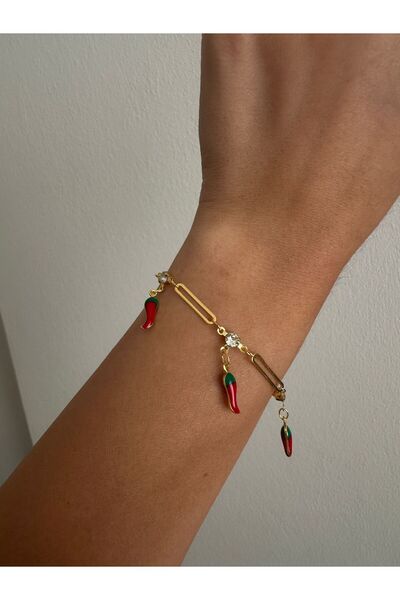 Arsaley Collection سوار سلسلة مربعة الشكل مزين بالفلفل والحجر