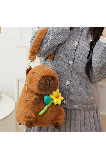 BLACK DİAMOND PLUSH TOY Sevimli fenomen CAPYBARA Sırt Çantası ~ Işıklı Anahta...