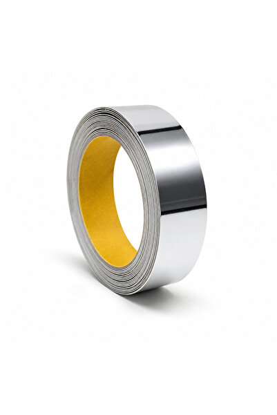 KRPY 20mm Gümüş Dekoratif Şerit Bant PVC - Kendinden Yapışkanlı Metalik Krom Duvar ve Mobilya Süsü (2.5mt)