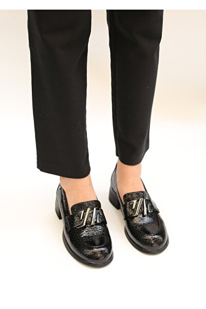 Venüs 1442 Eren Shoes&Bag Genuine Leather Patent Leather Printed Buckle Detai...