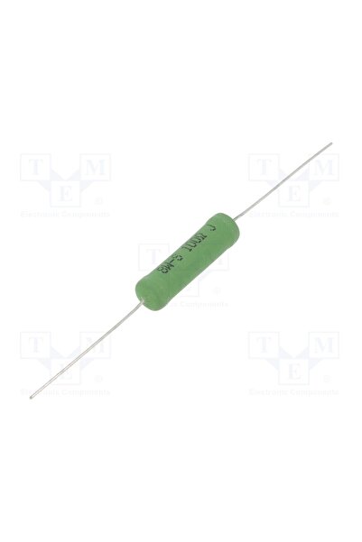 OEM Rezistor bobinat ROYALOHM KNP08WS-100R, 100Ω, THT, 8W, ±5%, Ø0,8x38mm, Ø8...