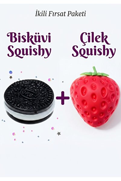 BLACK DİAMOND PLUSH TOY Çilek + Bisküvi Squishy ~ fenomen sukuşiler