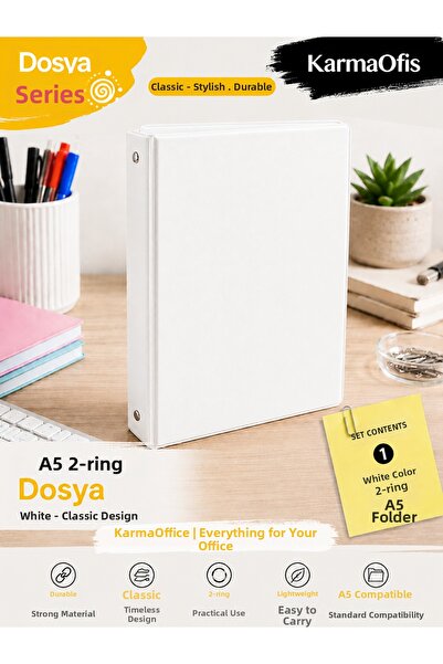 KarmaOfis A5 2-Ring File Folder |   White Color Optional Document Folder
