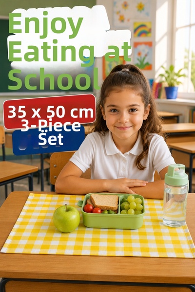 Soft Kare Stain-Proof and Liquid-Proof Lunch Mat 35×50 cm – Set of 3 for Prim...