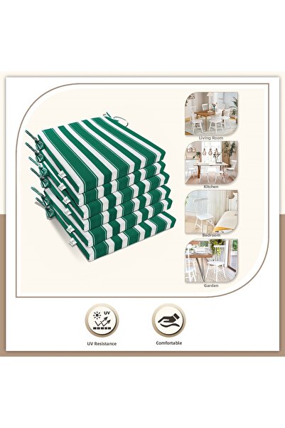 Monolisse Pernă pentru scaun cu șireturi și fermoar, 6 dungi, verde 40 x 40 cm