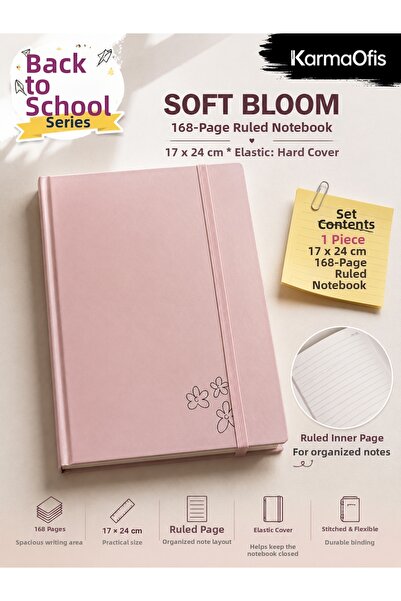 KarmaOfis Soft Bloom – Powder Pink / Floral Patterned |   168 Sheets Lined El...