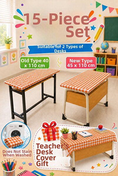 Soft Kare 15-Piece Teacher's Tablecloth Set with Gift, Stain-Resistant, Worry...